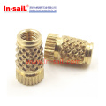 China Fastener Manufacturer in-Sail Brass Short Outer- Diamond Knurled Insert for Plastics